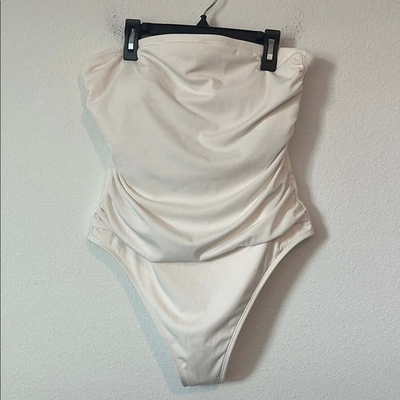 Shade & Shore Other - NWT SHADE & SHORE White Ruched High Leg Cheeky One Piece Swimsuit